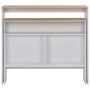 Hoher Bartisch mit 2 Tischplatten in Weiß und Eiche, 130x40x120 cm. von , Küchen- und Esstische - Ref: Foro24-280220, Preis: ...