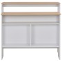 Hoher Bartisch mit 2 Tischplatten in Weiß und Eiche, 130x40x120 cm. von , Küchen- und Esstische - Ref: Foro24-280220, Preis: ...