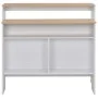 Mesa alta de bar con 2 tableros blanco y roble 130x40x120 cm by , Kitchen and dining tables - Ref: Foro24-280220, Price: 188,...