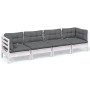 Juego de muebles de jardín 4 pzas y cojines madera maciza pino