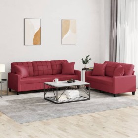 Zweiteiliges Sofaset mit roten Kunstlederkissen. von , Sofas - Ref: Foro24-3201391, Preis: 494,04 €, Rabatt: %