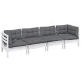 Juego de muebles de jardín 4 pzas y cojines madera maciza pino