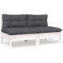 Juego de muebles de jardín 4 pzas y cojines madera maciza pino