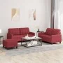 Juego de sofás con cojines 3 piezas cuero sintético rojo tinto by , Sofas - Ref: Foro24-3201366, Price: 491,47 €, Discount: %