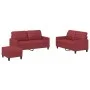 Juego de sofás con cojines 3 piezas cuero sintético rojo tinto by , Sofas - Ref: Foro24-3201366, Price: 491,47 €, Discount: %