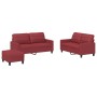 Sofagarnitur mit 3-teiligen Kissen aus künstlichem rotem Leder. von , Sofas - Ref: Foro24-3201366, Preis: 501,06 €, Rabatt: %