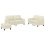Juego de sofás con cojines 3 piezas cuero sintético crema by , Sofas - Ref: Foro24-3201364, Price: 477,51 €, Discount: %