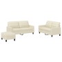 Sofagarnitur mit 3-teiligen Kissen aus cremefarbenem Kunstleder. von , Sofas - Ref: Foro24-3201364, Preis: 460,95 €, Rabatt: %