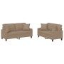 Juego de sofás con cojines 2 piezas cuero sintético capuchino by , Sofas - Ref: Foro24-3201372, Price: 431,53 €, Discount: %