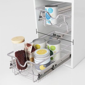 Bandejas de alambre extraíbles 2 unidades plateado 300 mm by vidaXL, Kitchen utensil containers - Ref: Foro24-50478, Price: 5...