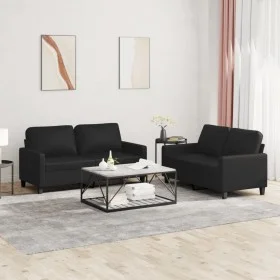 Zweiteiliges Sofaset mit schwarzen Kunstlederkissen. von , Sofas - Ref: Foro24-3201408, Preis: 388,94 €, Rabatt: %