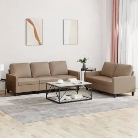 Juego de sofás con cojines 2 piezas cuero sintético capuchino by , Sofas - Ref: Foro24-3201422, Price: 429,96 €, Discount: %
