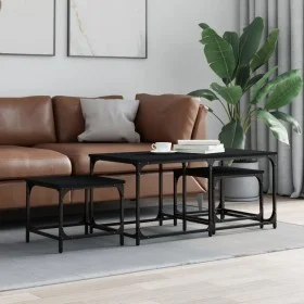 Mesas de centro apilables 3 piezas madera de ingeniería negro by , Coffee table - Ref: Foro24-835389, Price: 55,33 €, Discoun...