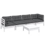 Muebles de jardín 5 pzas con cojines madera maciza de pino