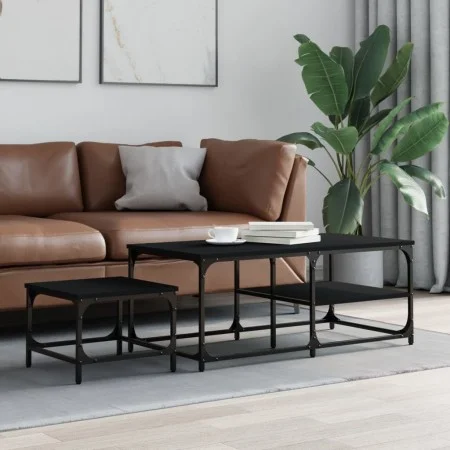 Stapelbare Couchtische, 2-teilig, aus schwarzem Ingenieurholz von , Couchtisch - Ref: Foro24-835394, Preis: 49,08 €, Rabatt: %