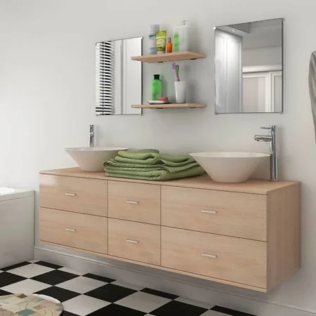 Beiges 7-teiliges Badezimmer- und Waschbeckenmöbelset von vidaXL, Badezimmermöbel - Ref: Foro24-272232, Preis: 362,48 €, Raba...