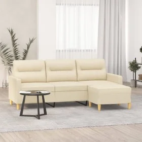 3-seater sofa with cream fabric stool 180 cm by , Sofas - Ref: Foro24-3201075, Price: 308,34 €, Discount: %