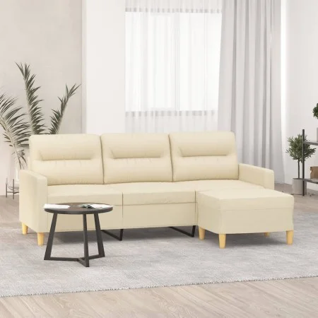 3-seater sofa with cream fabric stool 180 cm by , Sofas - Ref: Foro24-3201075, Price: 308,34 €, Discount: %