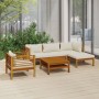 Muebles de jardín 6 pzas cojines crema madera maciza de acacia de , Conjuntos de jardín - Ref: Foro24-3086928, Precio: 711,37...