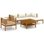 Garden furniture 6 pcs cream cushions solid acacia wood by , Garden sets - Ref: Foro24-3086928, Price: 723,17 €, Discount: %