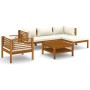 Muebles de jardín 6 pzas cojines crema madera maciza de acacia de , Conjuntos de jardín - Ref: Foro24-3086928, Precio: 711,37...