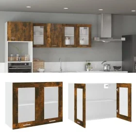 Smoked oak wood hanging display cabinet 80x31x60 cm by , Kitchen cabinets - Ref: Foro24-815594, Price: 60,10 €, Discount: %