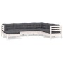 Gartenmöbel 8-teilig mit Kissen aus weißem Kiefernholz von , Gartensets - Ref: Foro24-3096563, Preis: 587,02 €, Rabatt: %