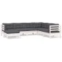 Muebles de jardín 8 pzas con cojines blanco madera de pino de , Conjuntos de jardín - Ref: Foro24-3096563, Precio: 579,59 €, ...