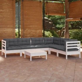 Gartenmöbel 8-teilig mit Kissen aus weißem Kiefernholz von , Gartensets - Ref: Foro24-3096690, Preis: 579,60 €, Rabatt: %