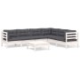 Gartenmöbel 8-teilig mit Kissen aus weißem Kiefernholz von , Gartensets - Ref: Foro24-3096690, Preis: 587,02 €, Rabatt: %