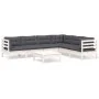 Muebles de jardín 8 pzas con cojines blanco madera de pino de , Conjuntos de jardín - Ref: Foro24-3096690, Precio: 579,59 €, ...