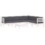 Gartenmöbel 8-teilig mit Kissen aus weißem Kiefernholz von , Gartensets - Ref: Foro24-3096690, Preis: 579,59 €, Rabatt: %