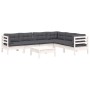 Gartenmöbel 8-teilig mit Kissen aus weißem Kiefernholz von , Gartensets - Ref: Foro24-3096690, Preis: 587,02 €, Rabatt: %