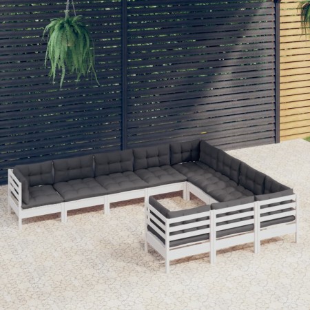 Gartenmöbel 10 Stück und Kissen aus weißem Kiefernholz von , Gartensets - Ref: Foro24-3096996, Preis: 877,67 €, Rabatt: %