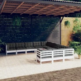 Gartenmöbel 11-teilig und Kissen aus weißem Kiefernholz von , Gartensets - Ref: Foro24-3097020, Preis: 947,55 €, Rabatt: %