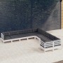 Muebles de jardín 10 pzas y cojines blanco madera de pino de , Conjuntos de jardín - Ref: Foro24-3097008, Precio: 877,67 €, D...