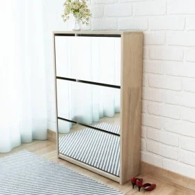 Mueble zapatero 3 compartimentos espejo roble 63x17x102,5 cm by vidaXL, Shoe racks and shoe organizers - Ref: Foro24-243047, ...