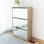 Mueble zapatero 3 compartimentos espejo roble 63x17x102,5 cm by vidaXL, Shoe racks and shoe organizers - Ref: Foro24-243047, ...