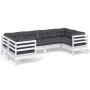 Gartenmöbel 6-teilig mit Kissen aus weißem Kiefernholz von , Gartensets - Ref: Foro24-3097296, Preis: 529,91 €, Rabatt: %