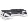 Gartenmöbel 6-teilig mit Kissen aus weißem Kiefernholz von , Gartensets - Ref: Foro24-3097296, Preis: 536,67 €, Rabatt: %
