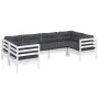 Gartenmöbel 6-teilig mit Kissen aus weißem Kiefernholz von , Gartensets - Ref: Foro24-3097296, Preis: 529,91 €, Rabatt: %