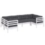 Gartenmöbel 6-teilig mit Kissen aus weißem Kiefernholz von , Gartensets - Ref: Foro24-3097296, Preis: 536,67 €, Rabatt: %