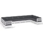Muebles de jardín 10 pzas con cojines blanco madera de pino de , Conjuntos de jardín - Ref: Foro24-3097332, Precio: 877,24 €