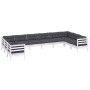 Muebles de jardín 10 pzas con cojines blanco madera de pino de , Conjuntos de jardín - Ref: Foro24-3097332, Precio: 877,24 €