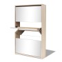 Schuhschrank mit 3 Fächern, Spiegel, Eiche, 63x17x102,5 cm. von vidaXL, Schuhregale und Schuhorganisatoren - Ref: Foro24-2430...