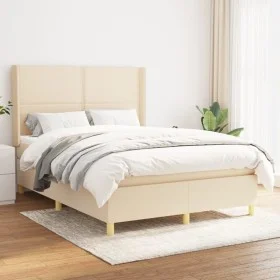 Box spring bed with cream fabric mattress 140x190 cm by , Beds and slatted bases - Ref: Foro24-3131910, Price: 478,74 €, Disc...
