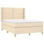 Box spring bed with cream fabric mattress 140x190 cm by , Beds and slatted bases - Ref: Foro24-3131910, Price: 471,46 €, Disc...