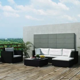 6-piece garden furniture set and black synthetic rattan cushions by vidaXL, Garden sets - Ref: Foro24-41874, Price: 621,98 €,...