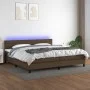 Cama box spring colchón luces LED tela marrón oscuro 200x200 cm de , Camas y somieres - Ref: Foro24-3133264, Precio: 594,47 €...