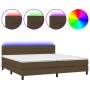 Box spring bed mattress LED lights dark brown fabric 200x200 cm by , Beds and slatted bases - Ref: Foro24-3133264, Price: 592...